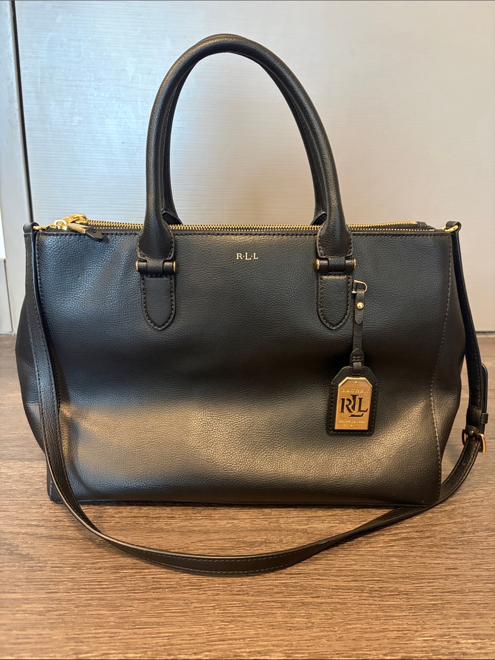 Ralph Lauren Newbury Double-Zip Leather Satchel